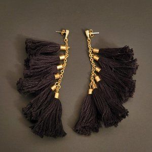 Black & Gold Tassel Earrings